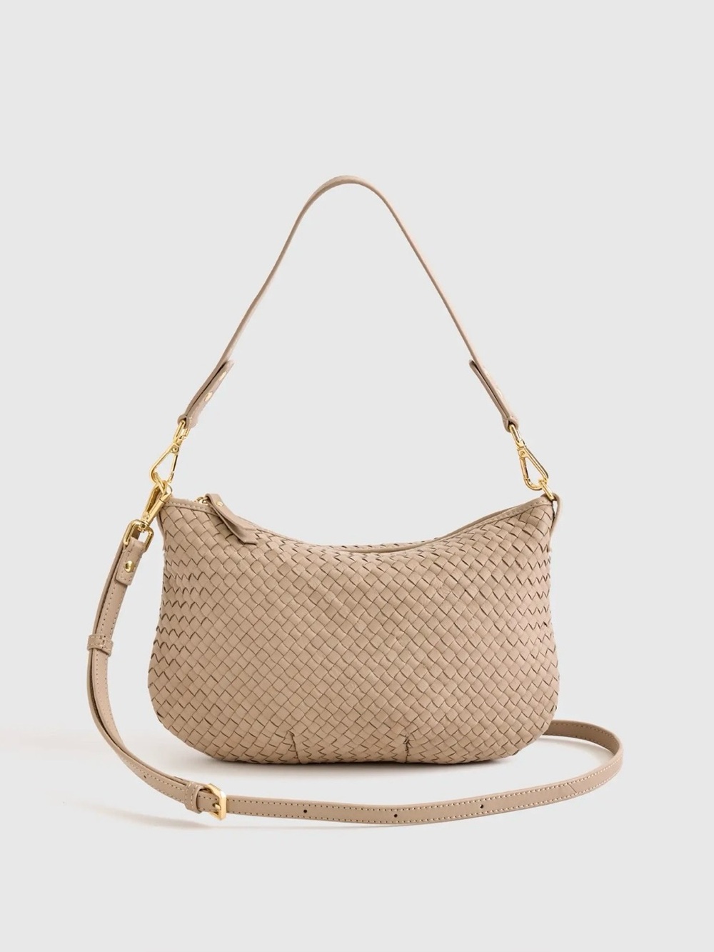 Quince Sloane Handwoven Mini Shoulder Bag in Taupe